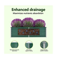 Garden Raised Bed Galvanized Steel 63"x15.7"x17.7" Green