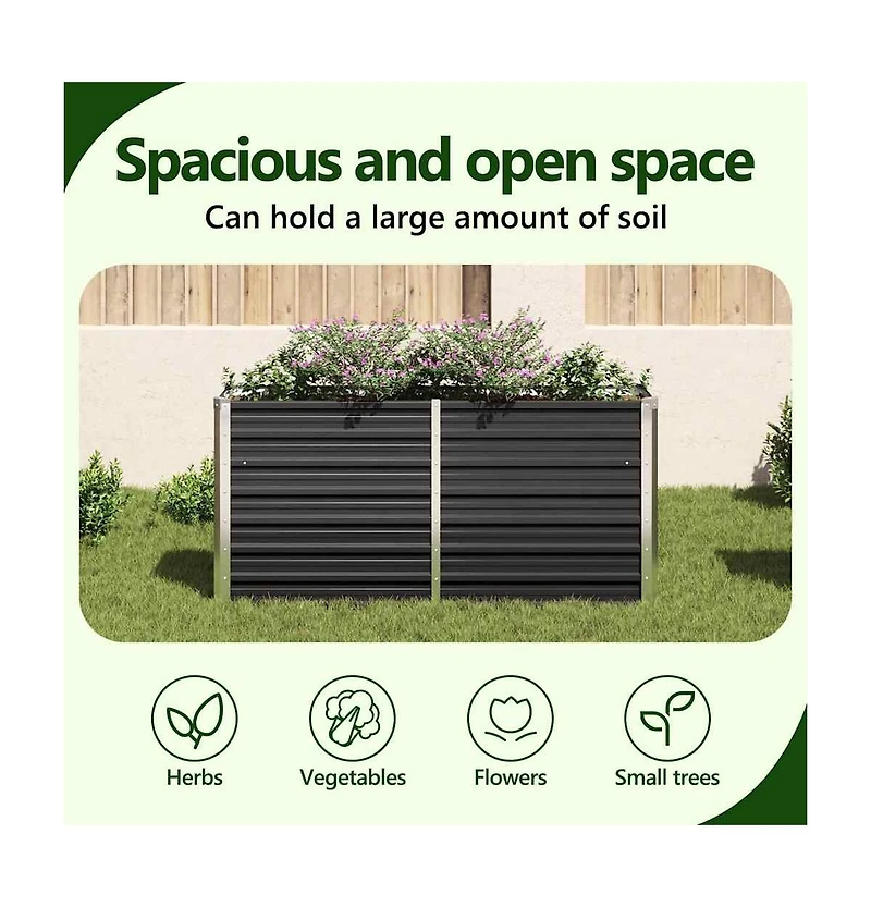 Garden Raised Bed Anthracite 63"x15.7"x30.3" Galvanized Steel