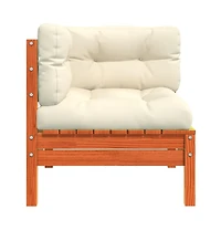 Patio Sofa Corner with Cushions Wax Brown Solid Wood Pine