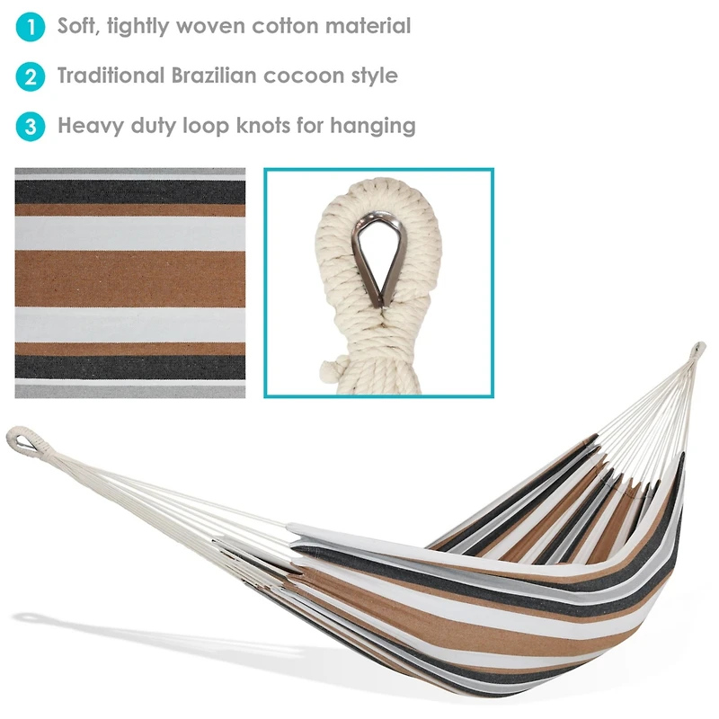 Large Two-Person Double Brazilian Hammock For Backyard and Patio