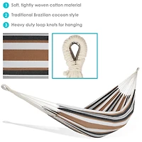 Large Two-Person Double Brazilian Hammock For Backyard and Patio
