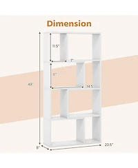 4-Tier Geometric Bookshelf with 8 Open Cubes for Living Room or Bedroom Storage