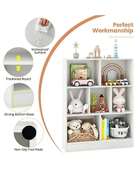 7-Section Freestanding Bookshelf for Kids Room, Classroom, Nursery, or Daycare