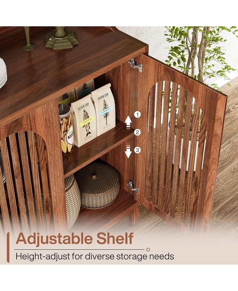 Tribesigns Sideboard Buffet Cabinet, 57" Farmhouse Storage Cabinet with Shutter Doors and Adjustable Shelf, Freestanding