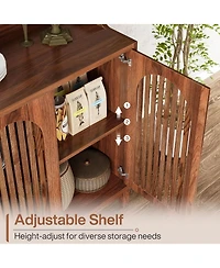 Tribesigns Sideboard Buffet Cabinet, 57" Farmhouse Storage Cabinet with Shutter Doors and Adjustable Shelf, Freestanding