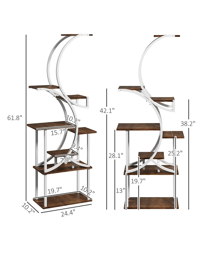 Outsunny 8 Tier Plant Sd, 62" S-Shaped Shelf, ish