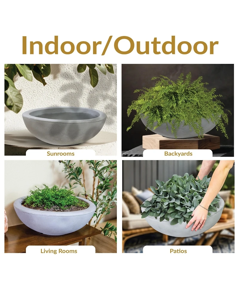 Weather-Resistant Polyresin Double-Walled Percival Outdoor Flower Pot Planter
