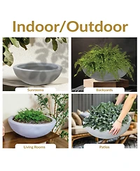 Weather-Resistant Polyresin Double-Walled Percival Outdoor Flower Pot Planter