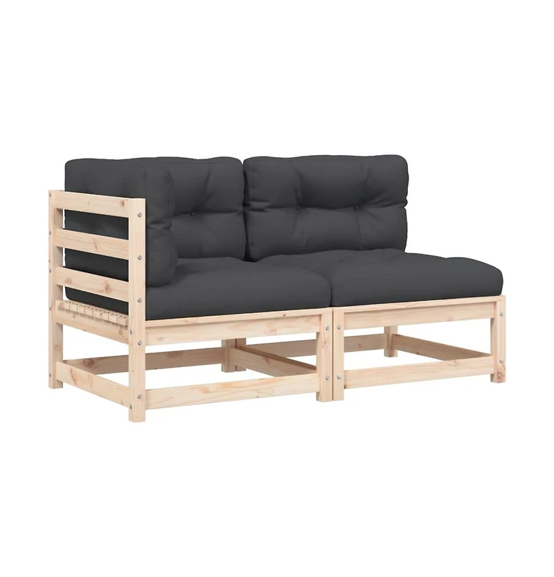 Patio Sofa with Cushions 2-Seater Solid Wood Pine