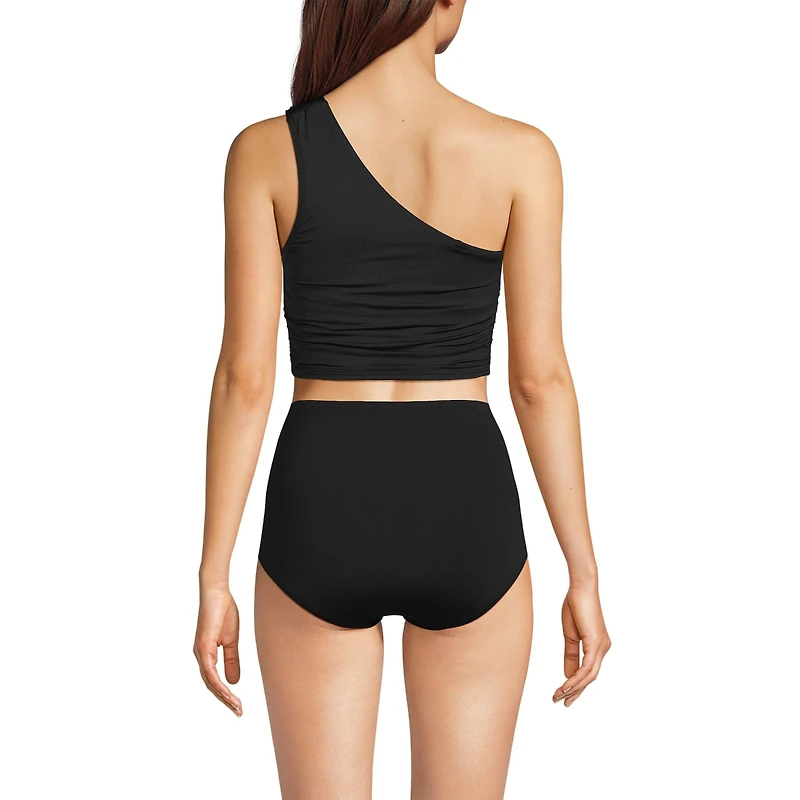 Lands' End Women's D-Cup Ruched One Shoulder Midkini Top