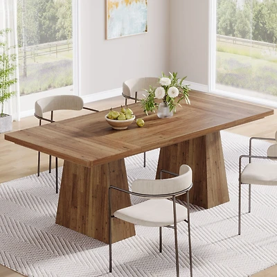 Tribesigns 63-Inch Farmhouse Dining Table, Table for 6 People, Wood Rustic Dinner Rectangular Kitchen