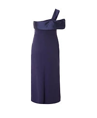 Quiz Plus One Shoulder Satin/Scuba Crepe Maxi Dress