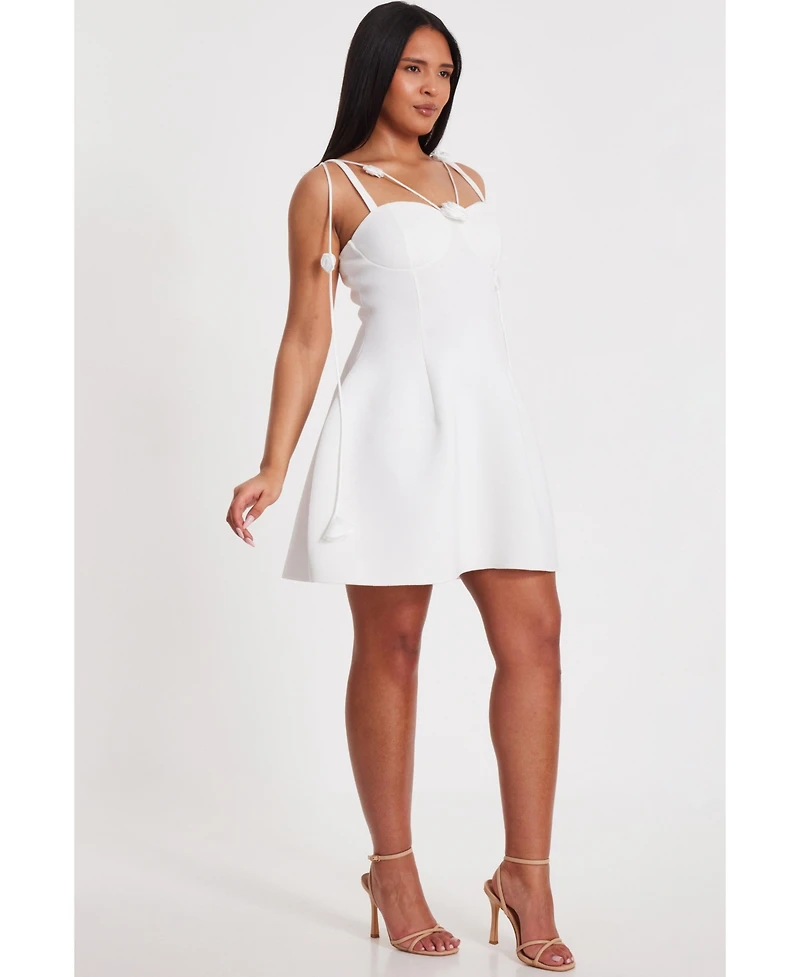 Quiz Women's Mini Scuba Foam Dress With Trailing Floral Trim