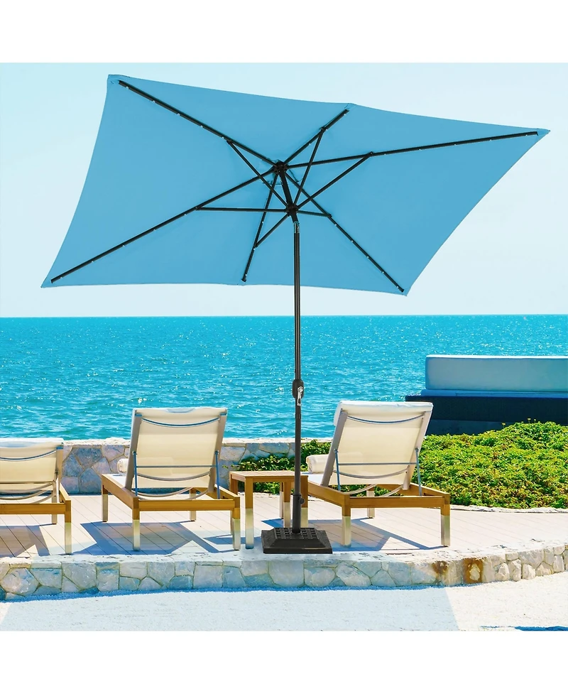 10 ft. x 6.5 Rectangular Lighted Market Umbrella with Waterproof and Uv Resistant Red