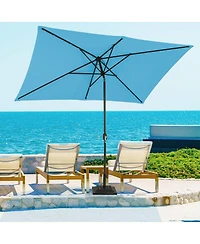 10 ft. x 6.5 Rectangular Lighted Market Umbrella with Waterproof and Uv Resistant Red