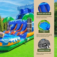Xjump 17 Tall Jungle Falls Inflatable Dual Lane Water Slide with Detachable Pool, Tall Seating Height, Commercial Grade, Pvc Vinyl, Outdoor Backyard,