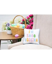 10" x 10" Eggstra Embroidered Small/Petite Spring Easter Themed Accent Throw Pillow