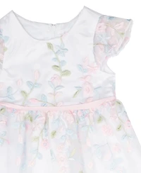 Rare Editions Baby Girls Floral Embroidered Mesh Social Dress