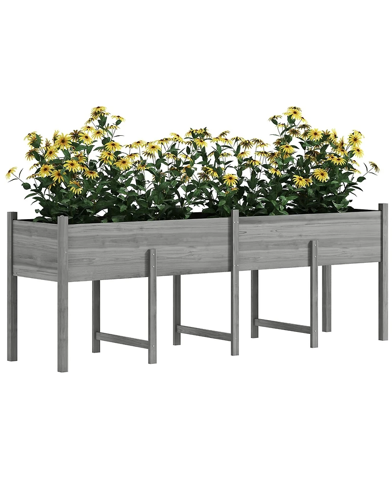 Outsunny Extra Large Wooden Planter Box with Legs & Drain Holes, Natural