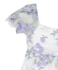 Rare Editions Baby Girls Floral Embroidered Mesh Social Dress