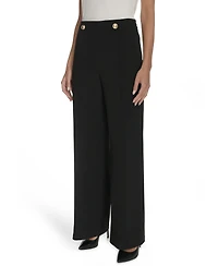 Halston Women's Button-Trim Straight-Leg Pants