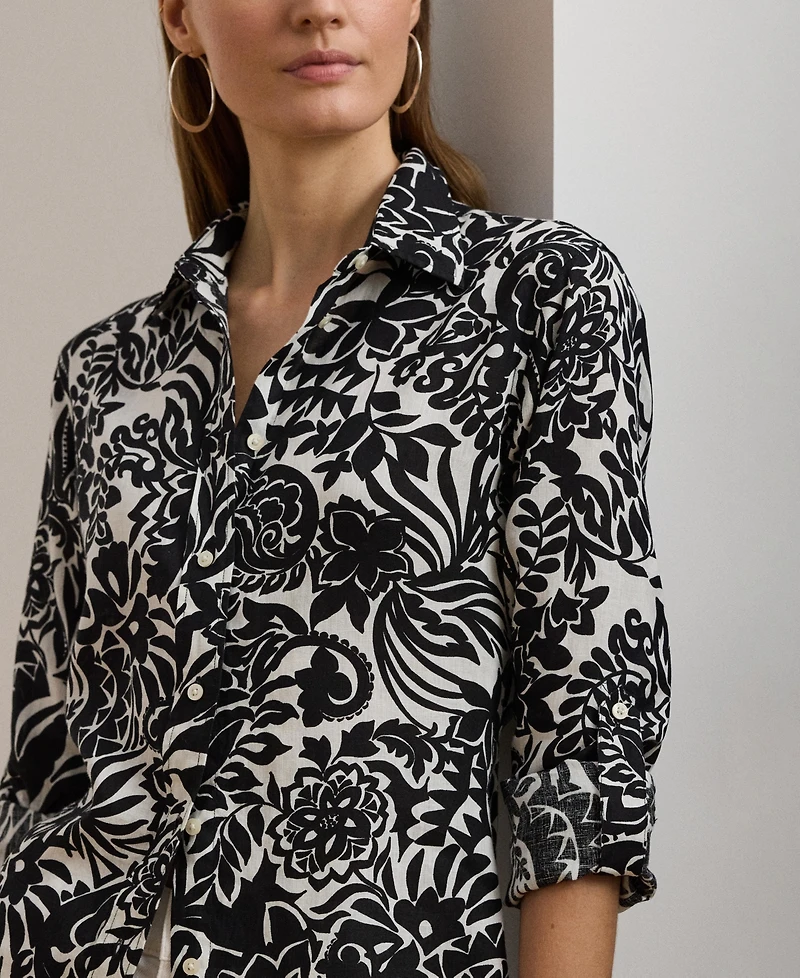 Lauren Ralph Lauren Women's Relaxed-Fit Floral Linen Shirt, Regular & Petite