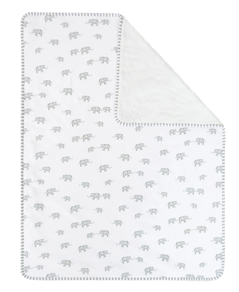 Living Textiles Baby Boys and Girls Elephant Heritage Collection Jersey Sherpa Blanket