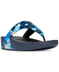 FitFlop Women's Lulu Flowerz Leather Toe-Post Wedge Sandals