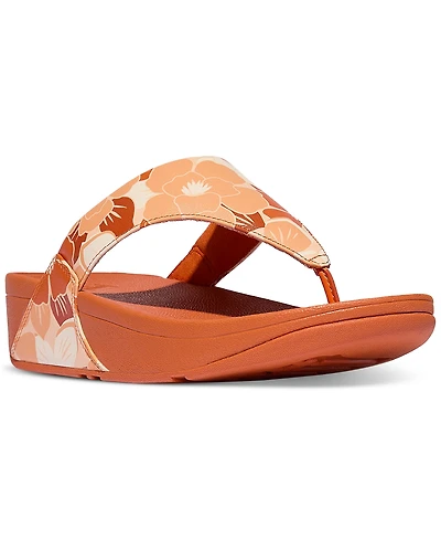 FitFlop Women's Lulu Flowerz Leather Toe-Post Wedge Sandals
