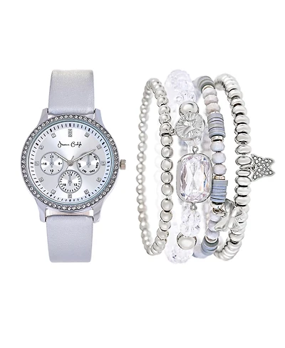 Jessica Carlyle Women's Gray Polyurethane Leather Analog Watch, 38mm