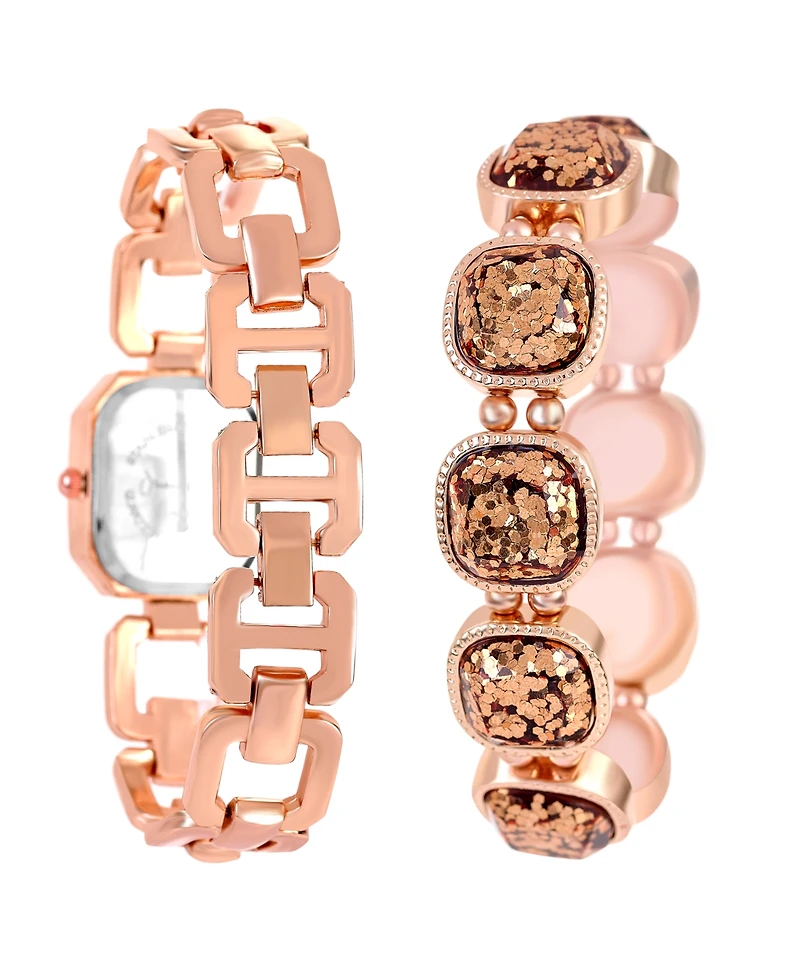 Jessica Carlyle Women's Shiny Rose Gold Tone Metal Alloy Analog Watch, 22mm