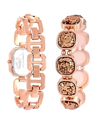 Jessica Carlyle Women's Shiny Rose Gold Tone Metal Alloy Analog Watch, 22mm