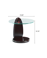 Manhattan Comfort Artesia 19.68" Modern Tempered Glass Top End Table