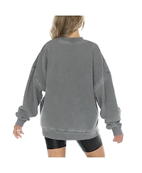 Gameday Couture Women's Gray Denver Broncos Vintage Wash Oversized Crewneck Fleece Pullover