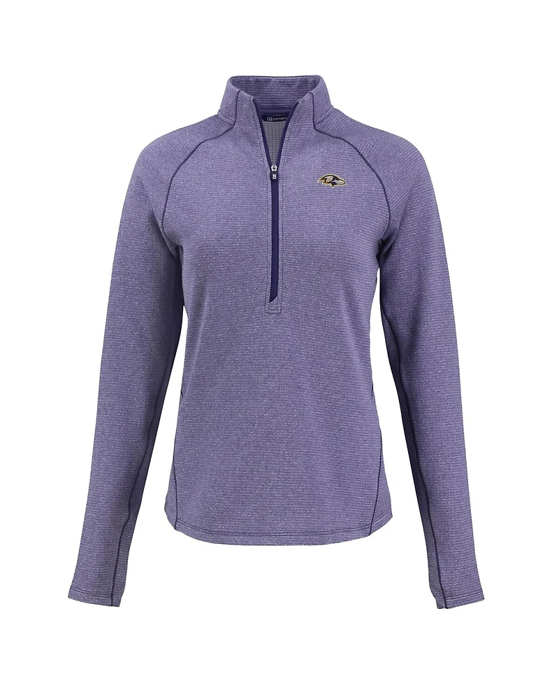 Cutter & Buck Women's Heather Purple Baltimore Ravens Peshastin Eco Fleece Tri-Blend Raglan Half-Zip Jacket