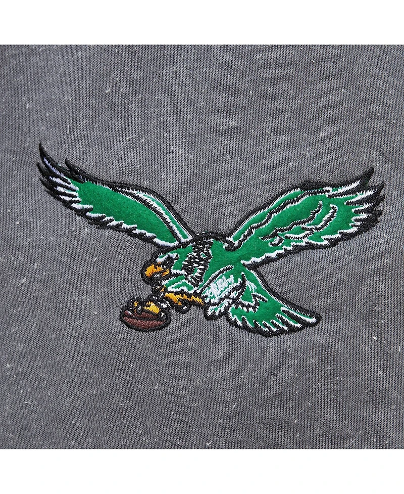 Mitchell & Ness Men's Heather Gray Philadelphia Eagles Vintage Logo Snow Washed Fleece Pullover Hoodie