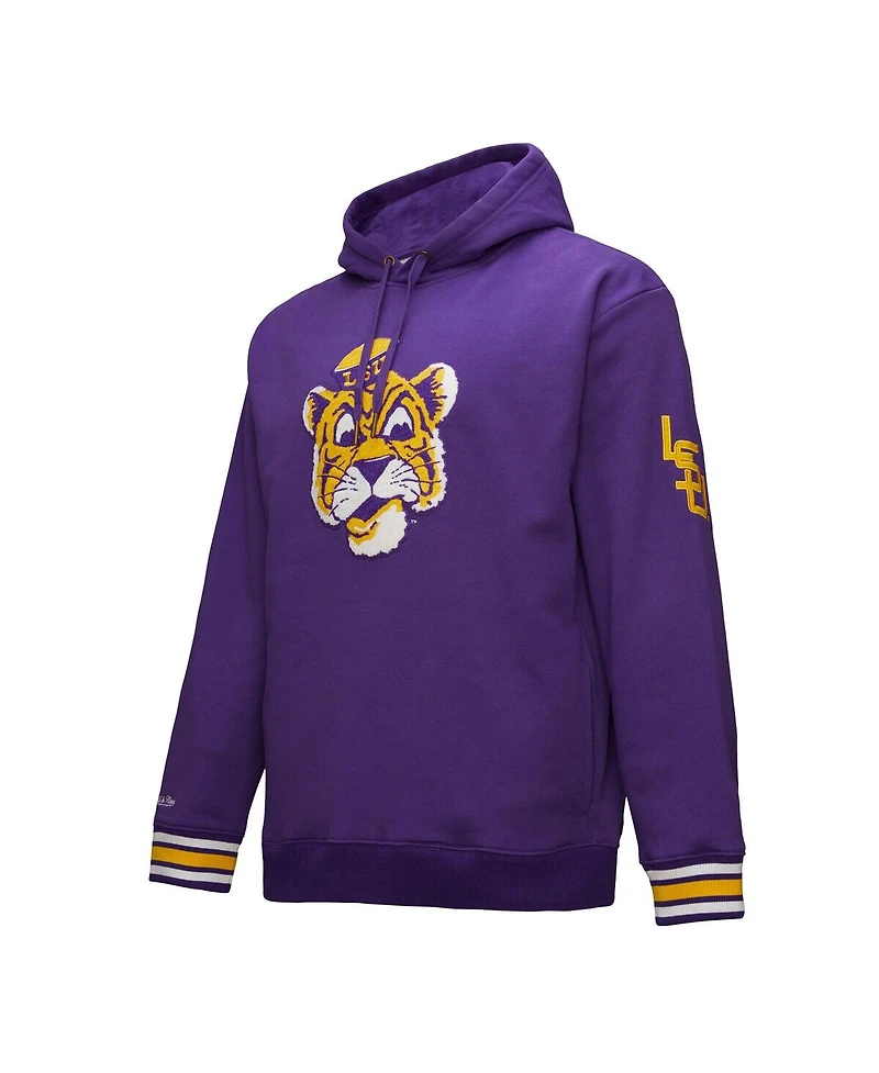 Mitchell & Ness Men's Purple Lsu Tigers Chainstitch Fleece Pullover Hoodie