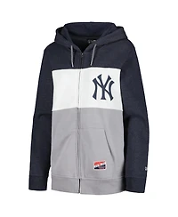 New Era Women's Navy York Yankees Color Block Full-Zip Hoodie Jacket