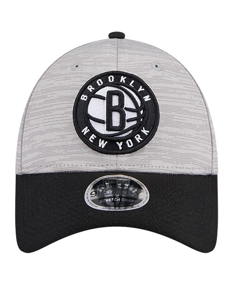 New Era Men's Heather Gray/Black Brooklyn Nets Active Digi-Tech Two-Tone 9FORTY Adjustable Hat