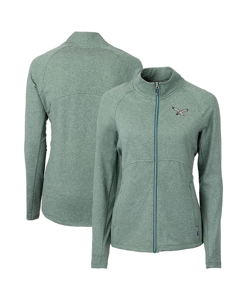 Cutter & Buck Women's Heather Green Philadelphia Eagles Gridiron Classics Logo Adapt Eco Knit Full-Zip Jacket