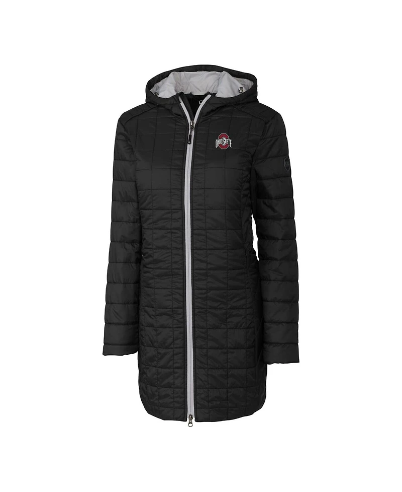 Cutter & Buck Women's Black Ohio State Buckeyes Rainier PrimaLoft Hooded Long Coat