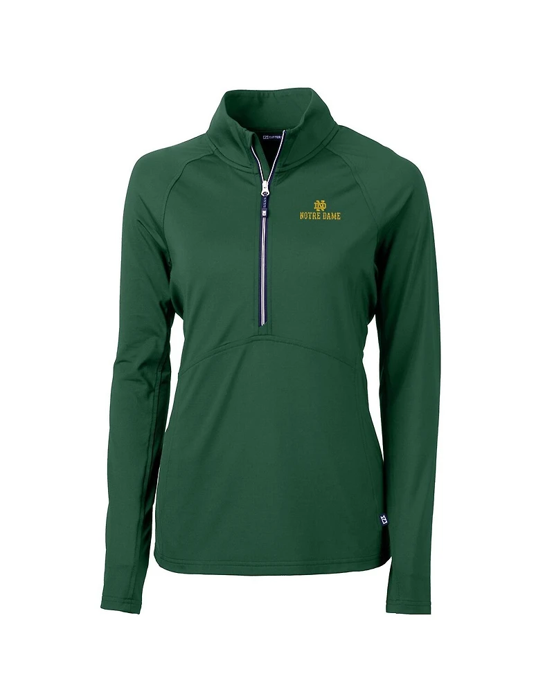 Cutter & Buck Women's Green Notre Dame Fighting Irish Adapt Eco Knit Half-Zip Pullover Jacket
