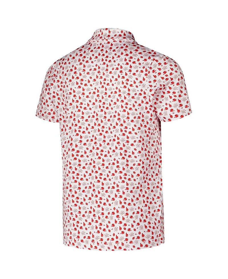 Garb Big Boys and Girls White Ohio State Buckeyes Earnest Allover Print Polo