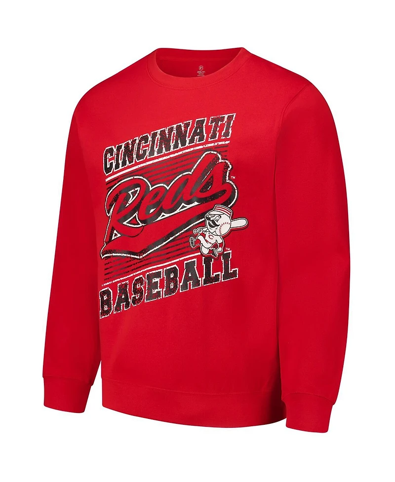 Stitches Men's Red Cincinnati Reds Pullover Sweatshirt