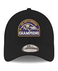 New Era Men's Black Baltimore Ravens 2024 Afc North Division Champions 9FORTY Adjustable Hat