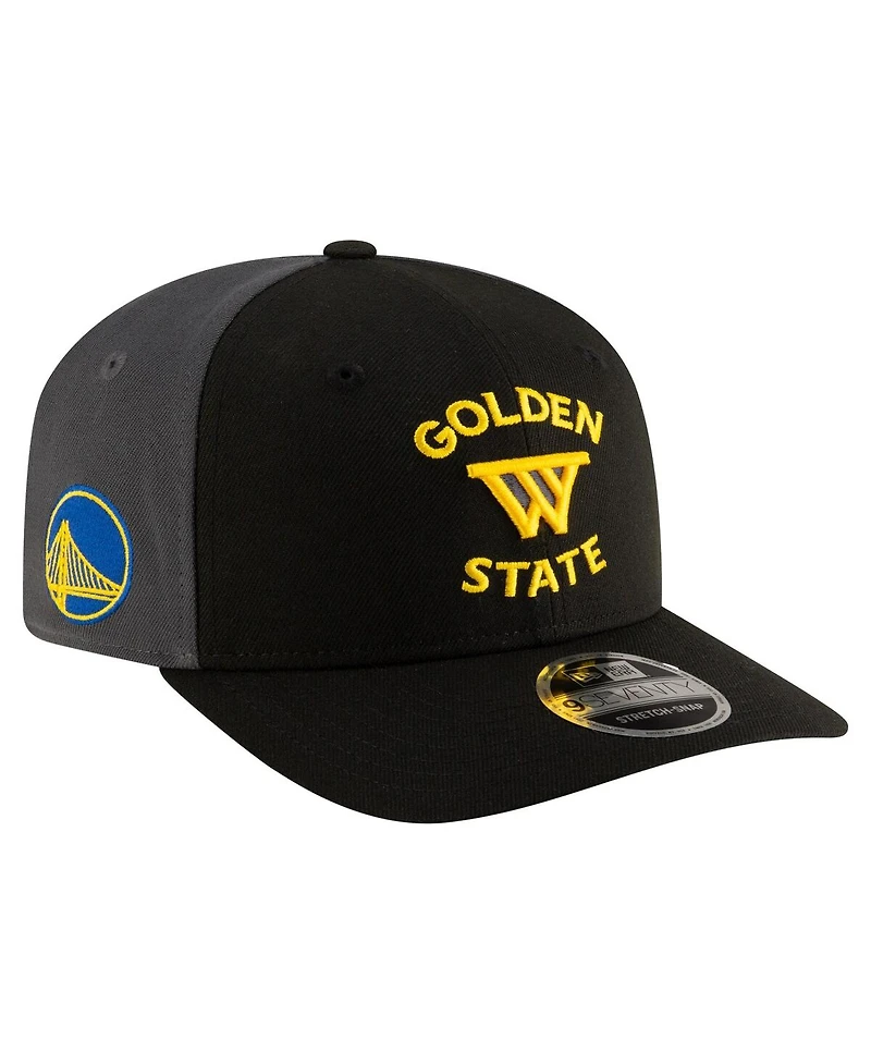 New Era Men's Black/Charcoal Golden State Warriors Statement Edition Jersey Hook 9SEVENTY Stretch-Snap Hat