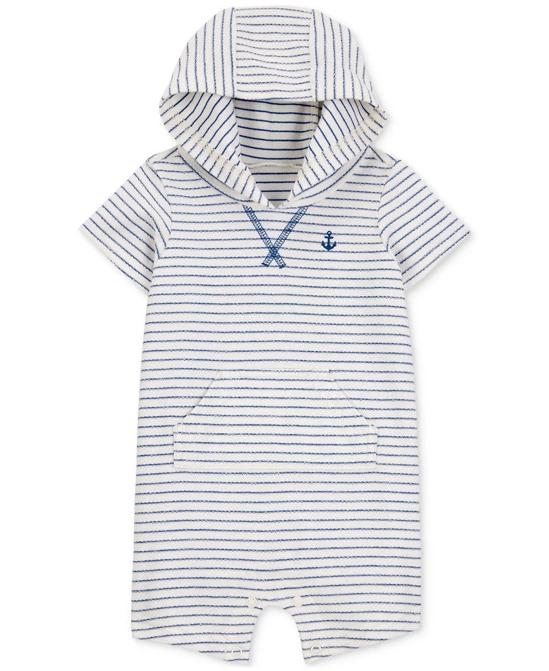Carter's Baby Boys Striped Hooded Cotton Romper