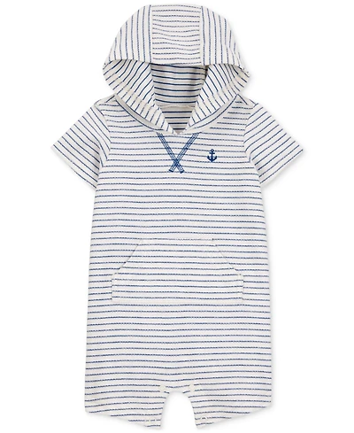 Carter's Baby Boys Striped Hooded Cotton Romper