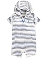 Carter's Baby Boys Striped Hooded Cotton Romper
