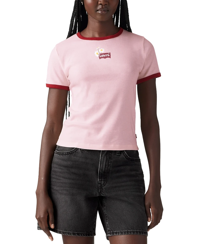 Levi's Women's Graphic Rickie Cotton Ringer T-Shirt